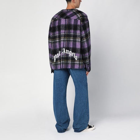 PALM ANGELS Violet Check Wool Overshirt Jacket for Men