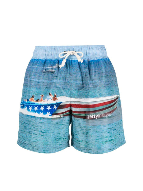 PALM ANGELS Speedyboat Logo Swim Shorts