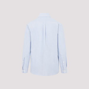 PALM ANGELS Light Blue Cotton Button-Down Collar Shirt for Men