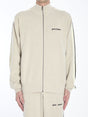 PALM ANGELS Men's Light Beige Track Jacket with Contrast Bands - Regular Fit