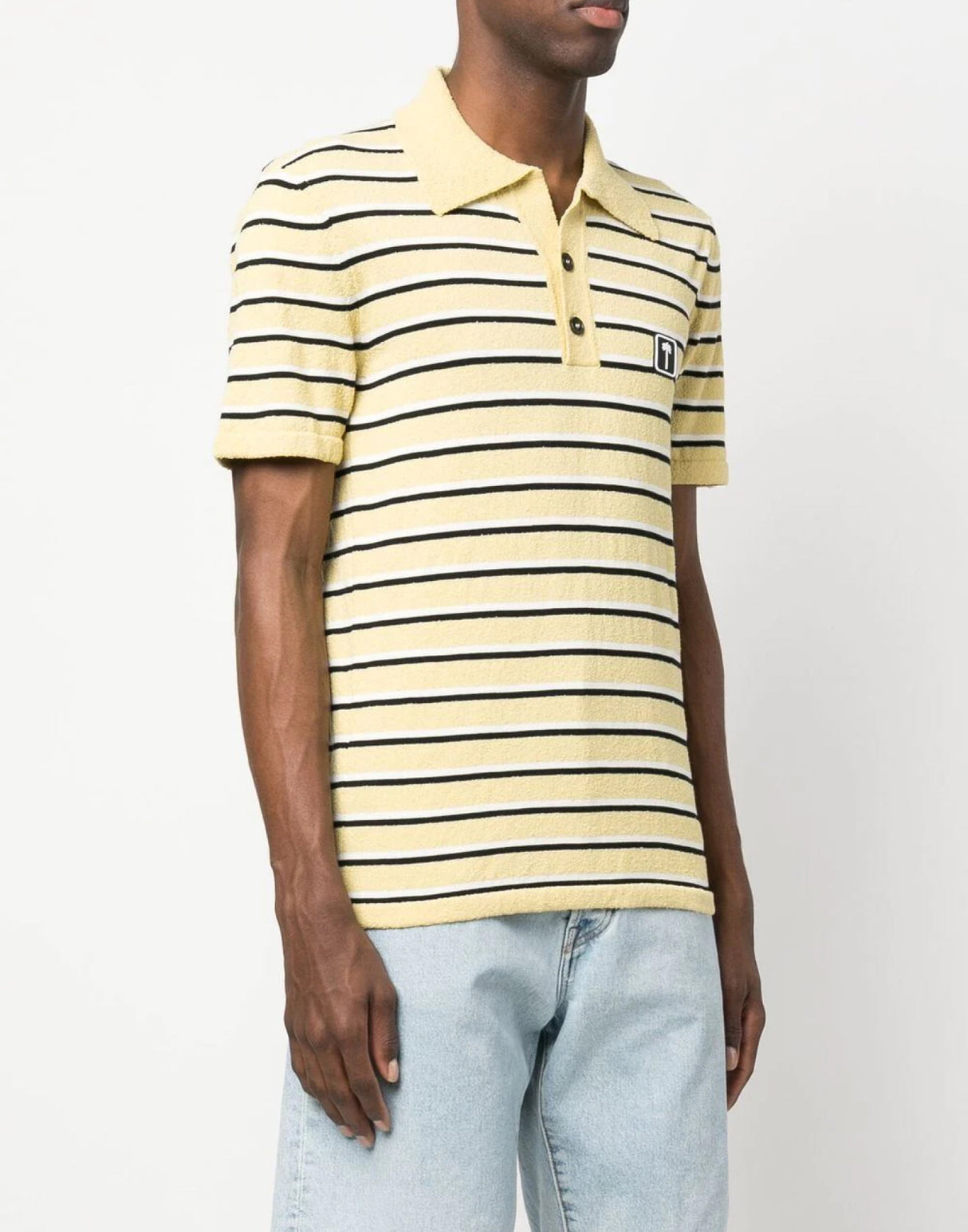 PALM ANGELS Stripe Terry Knit Logo Polo Shirt