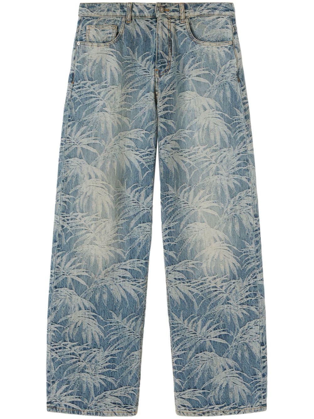 PALM ANGELS Indigo Wash Loose Fit Cotton Pants