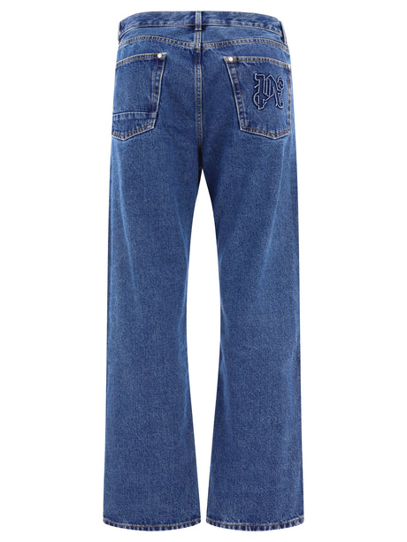 PALM ANGELS Blue Denim Straight Pants for Men - 2024 Collection