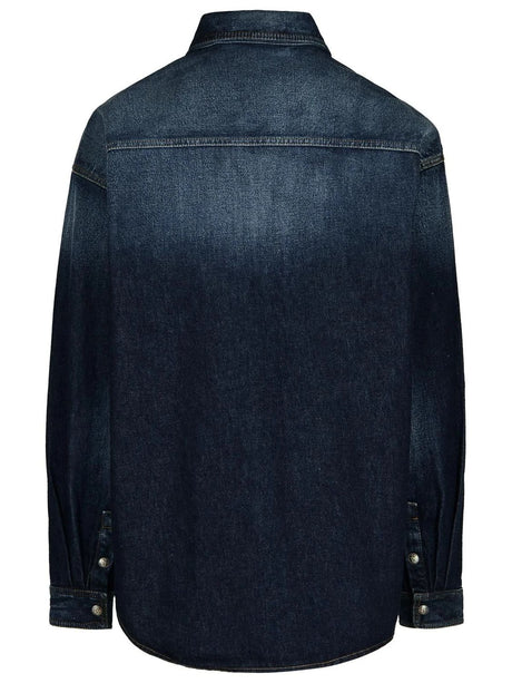 PALM ANGELS Midnight Monogram Cotton Denim Shirt