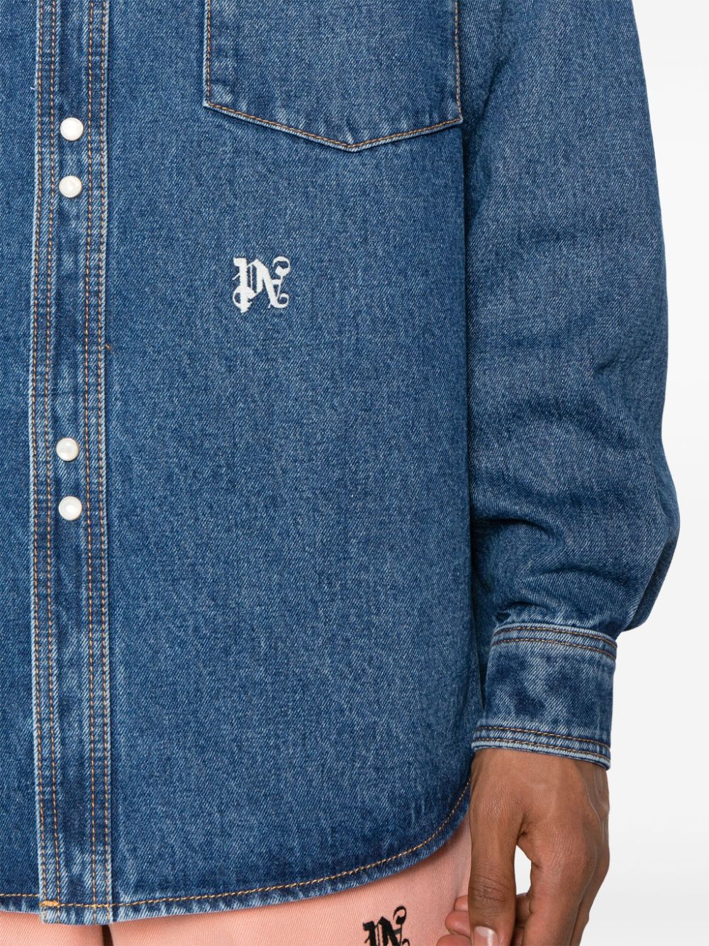 PALM ANGELS Monogram Denim Shirt