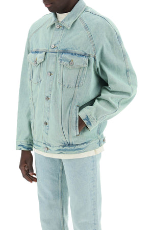 PALM ANGELS Men's Light Blue Denim Overdyed Jacket for SS24