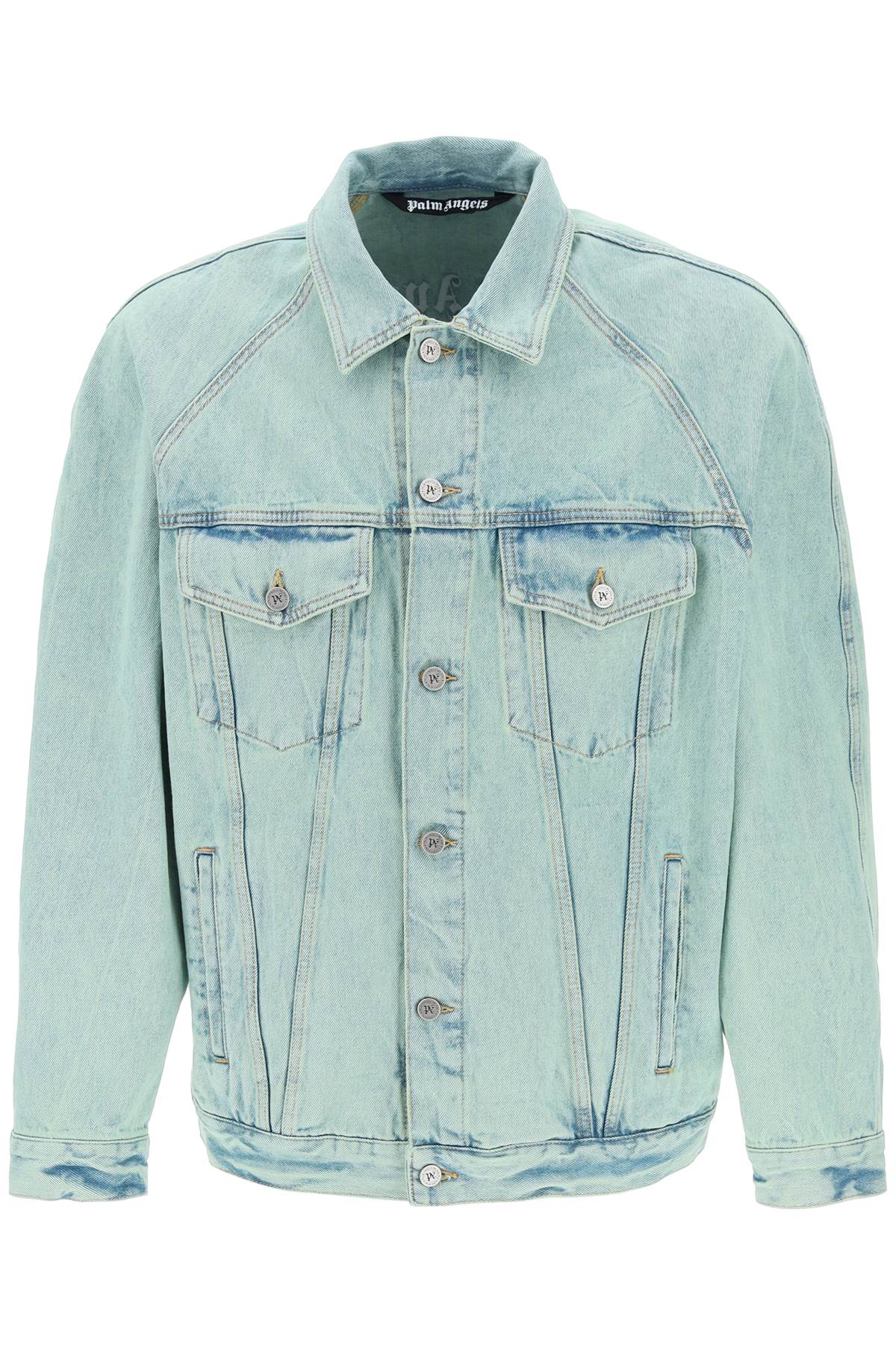 PALM ANGELS Men's Light Blue Denim Overdyed Jacket for SS24