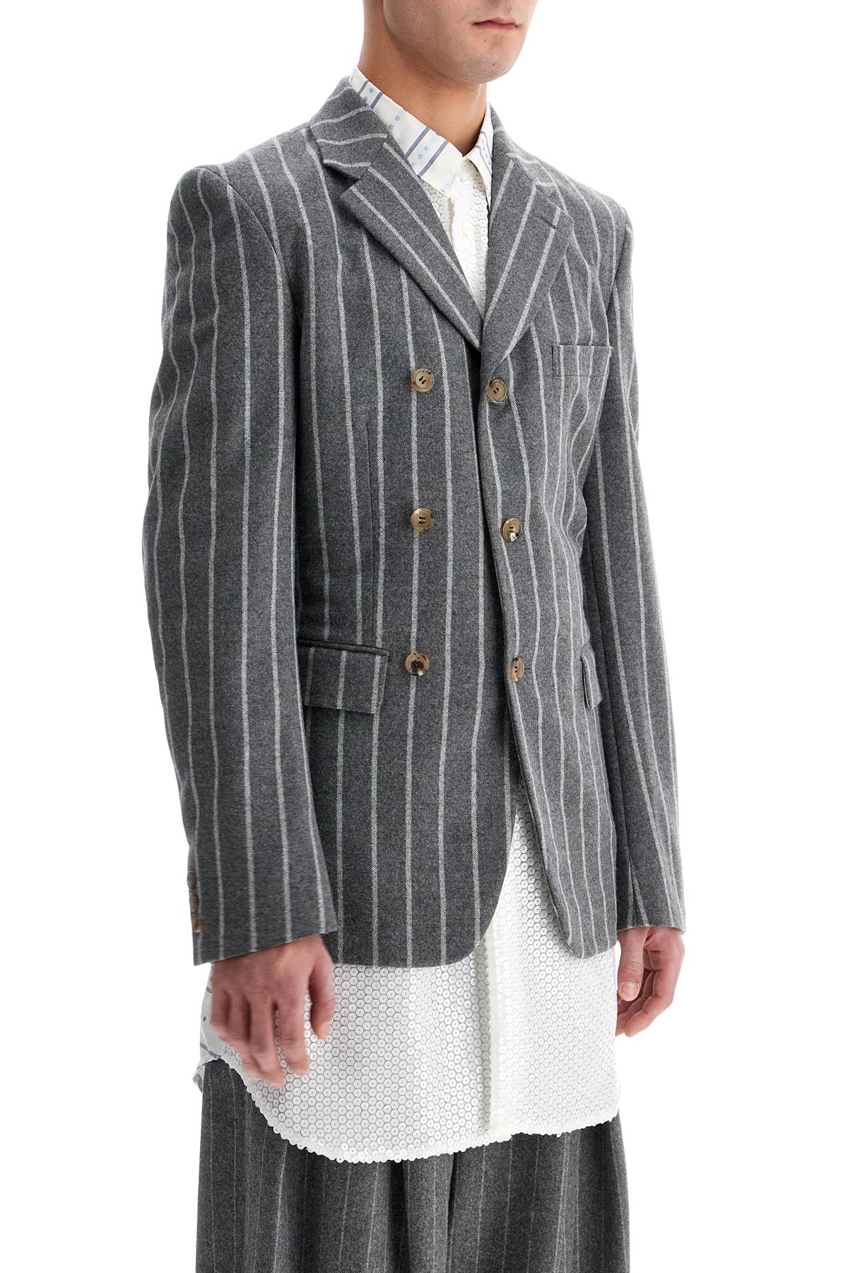 COMME DES GARÇONS HOMME PLUS Men's Striped Wool Jacket - Regular Fit