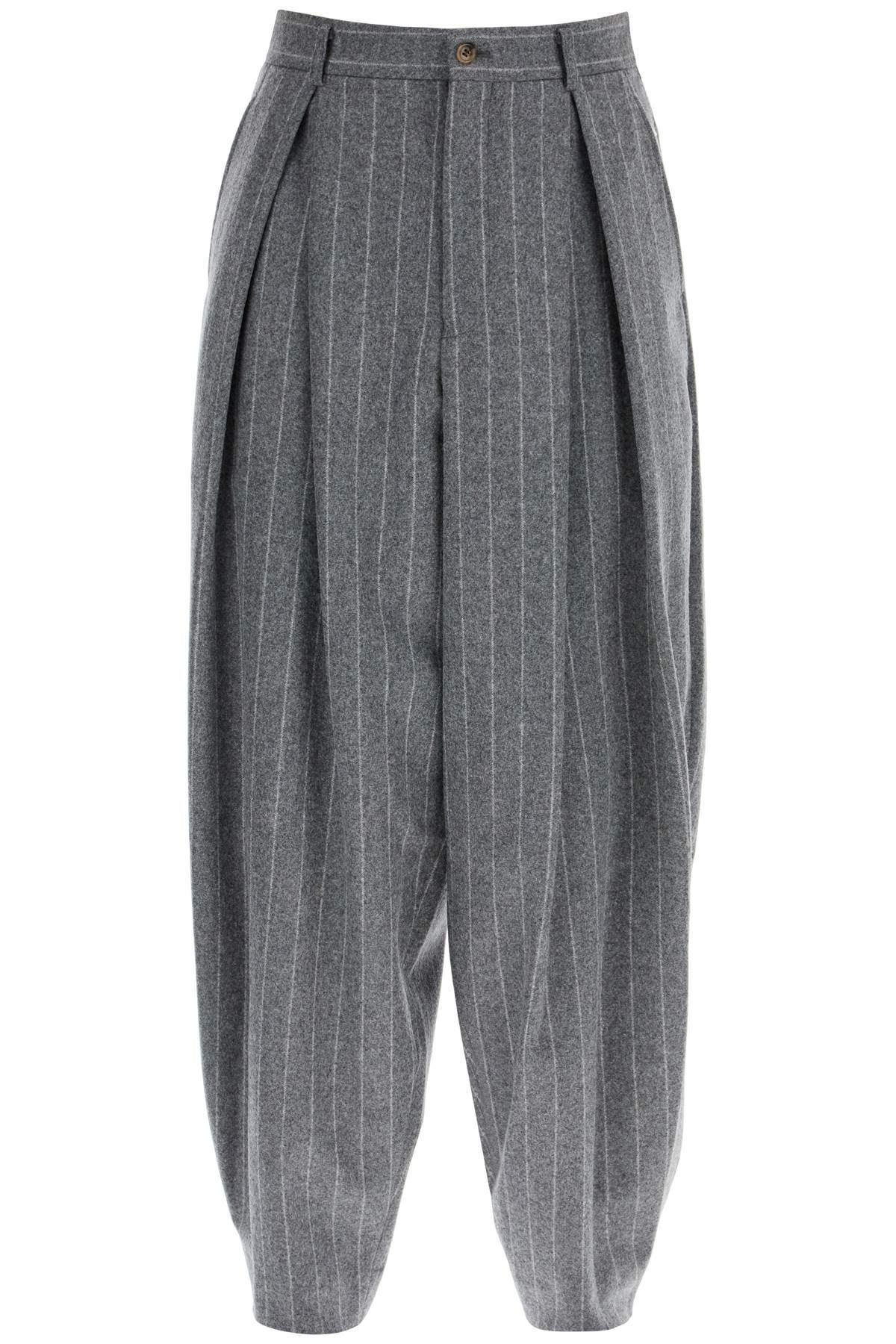 COMME DES GARÇONS HOMME PLUS Striped Wool Trousers - Wide Tapered Cut