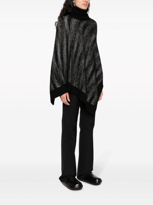 MISSONI Black Ribbed-Knit Wool Roll-Neck Cape for Women