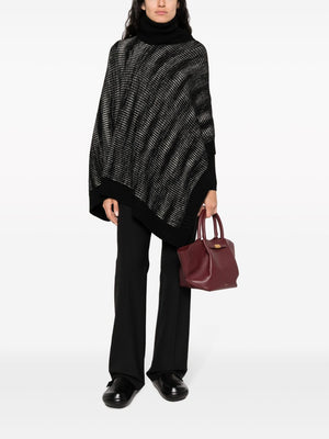 MISSONI Black Ribbed-Knit Wool Roll-Neck Cape for Women