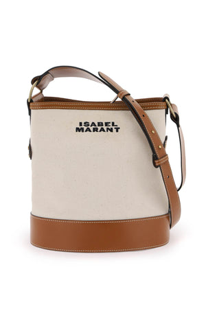 ISABEL MARANT Mini Cotton Canvas Shoulder Handbag with Leather Trims