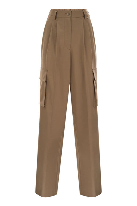 HERNO Soft Wool Wide Leg Cargo Pants