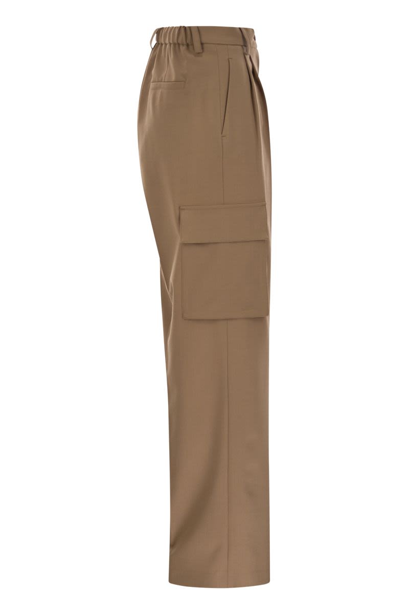 HERNO Soft Wool Wide Leg Cargo Pants