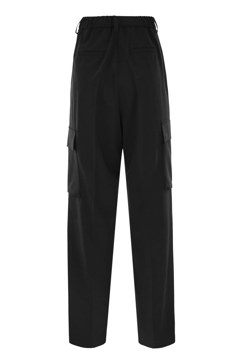 HERNO Soft Wool Wide Leg Cargo Pants