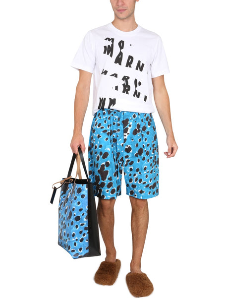 MARNI Men's Mini Bermuda Shorts with Pop Dots Print