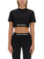 PALM ANGELS Cropped Logo Tee for Women - Size S