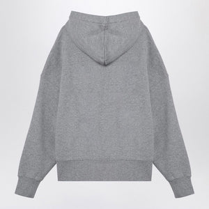 PALM ANGELS Oversized College Hoodie in Melange Grey with Violet Print