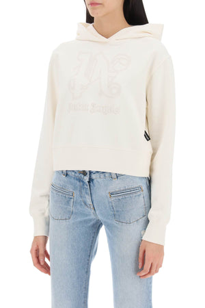 PALM ANGELS Monogram Embroidered Cropped Hoodie for Women's SS24 Season