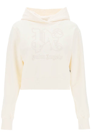 PALM ANGELS Monogram Embroidered Cropped Hoodie for Women's SS24 Season