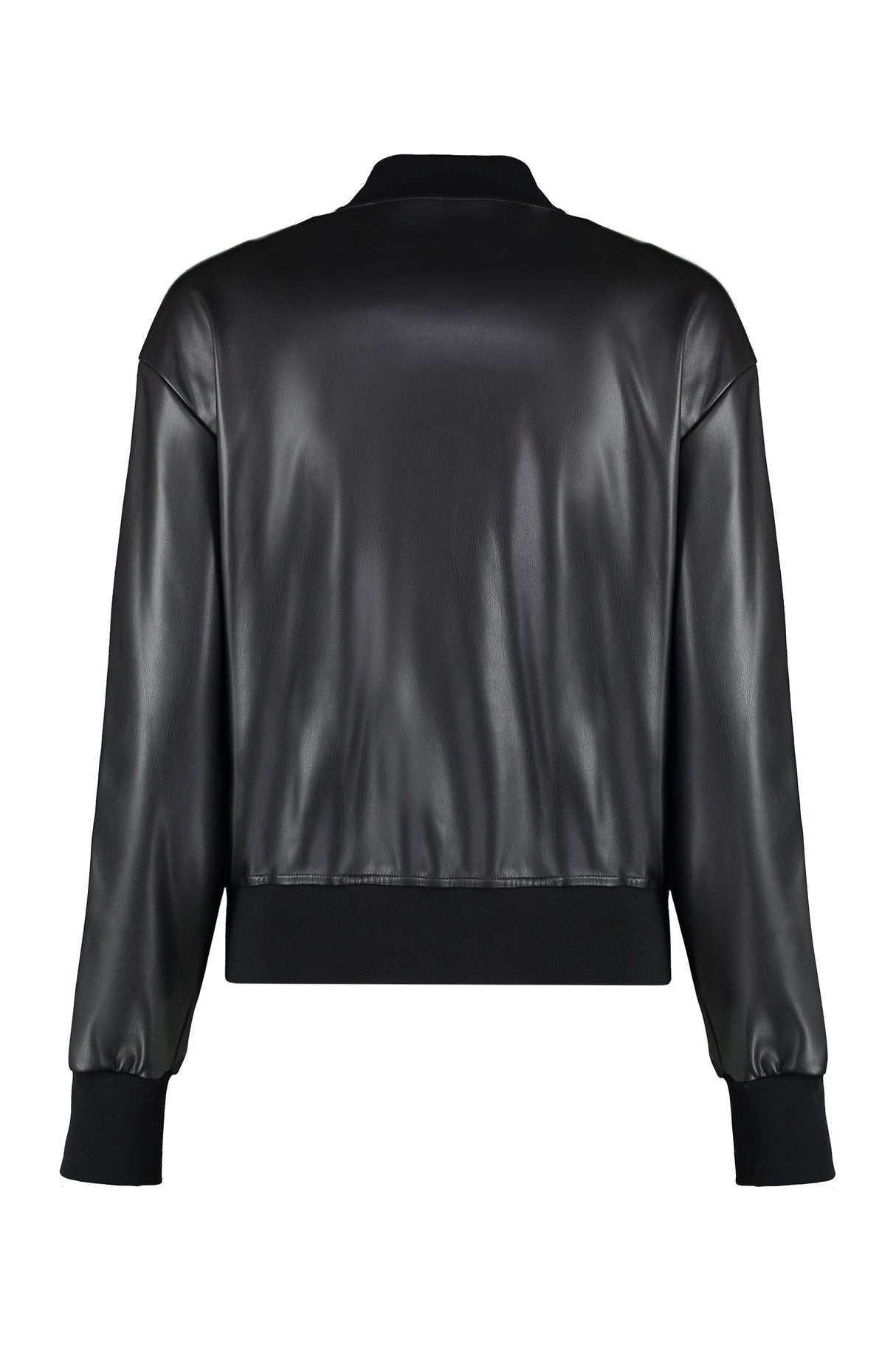 PALM ANGELS Women's Jet Black Leather-Effect Bomber Jacket