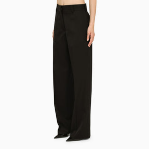 PALM ANGELS Black Wool Blend Trousers for Women