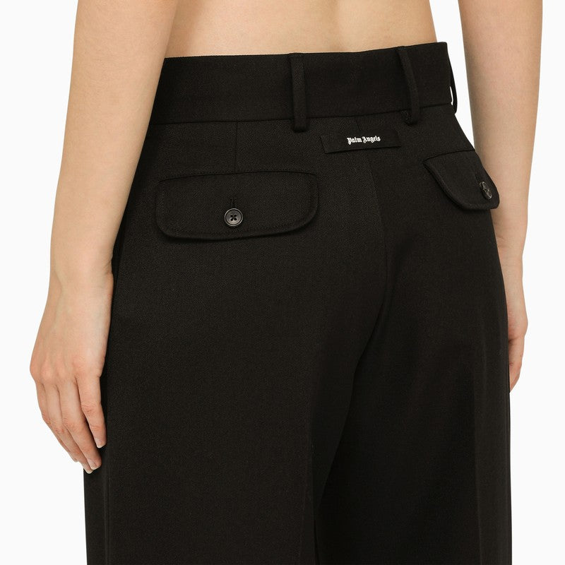 PALM ANGELS Black Wool Blend Trousers for Women