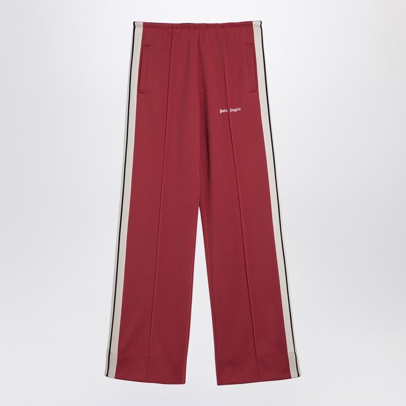 PALM ANGELS Earth Red Athletic Pants with Side Stripe