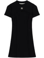 PALM ANGELS Black Cotton Mini Dress with Logo