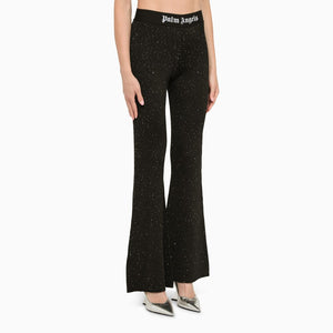 PALM ANGELS Black Flared Trousers with Sequin Details for Women