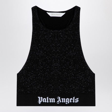 PALM ANGELS Elegant Black Lurex Crew-Neck Top