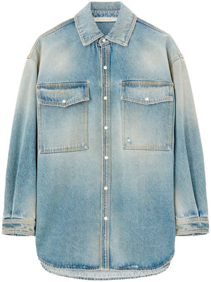 PALM ANGELS Light Blue Denim Oversized Shirt for Women - FW23 Collection