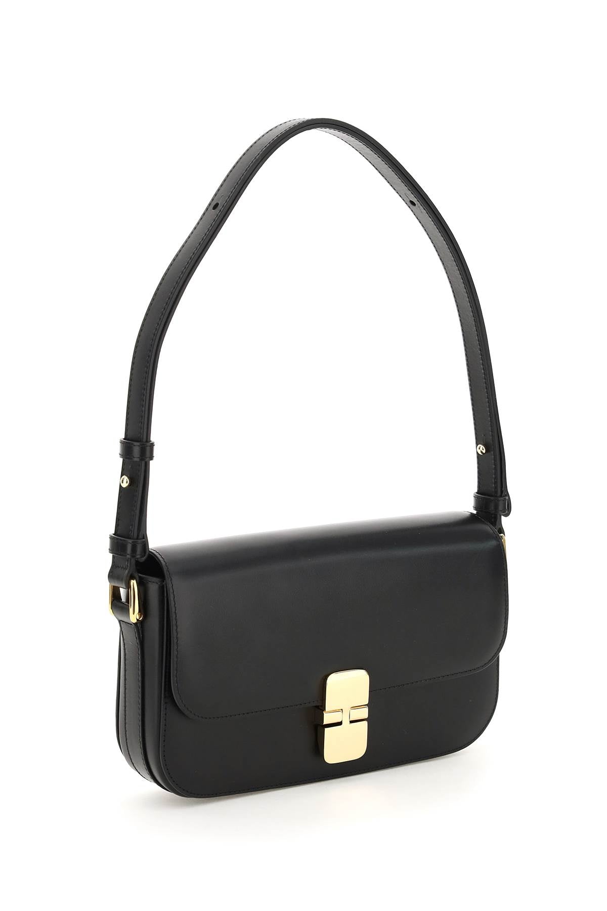 A.P.C. Chic Black Leather Baguette Crossbody