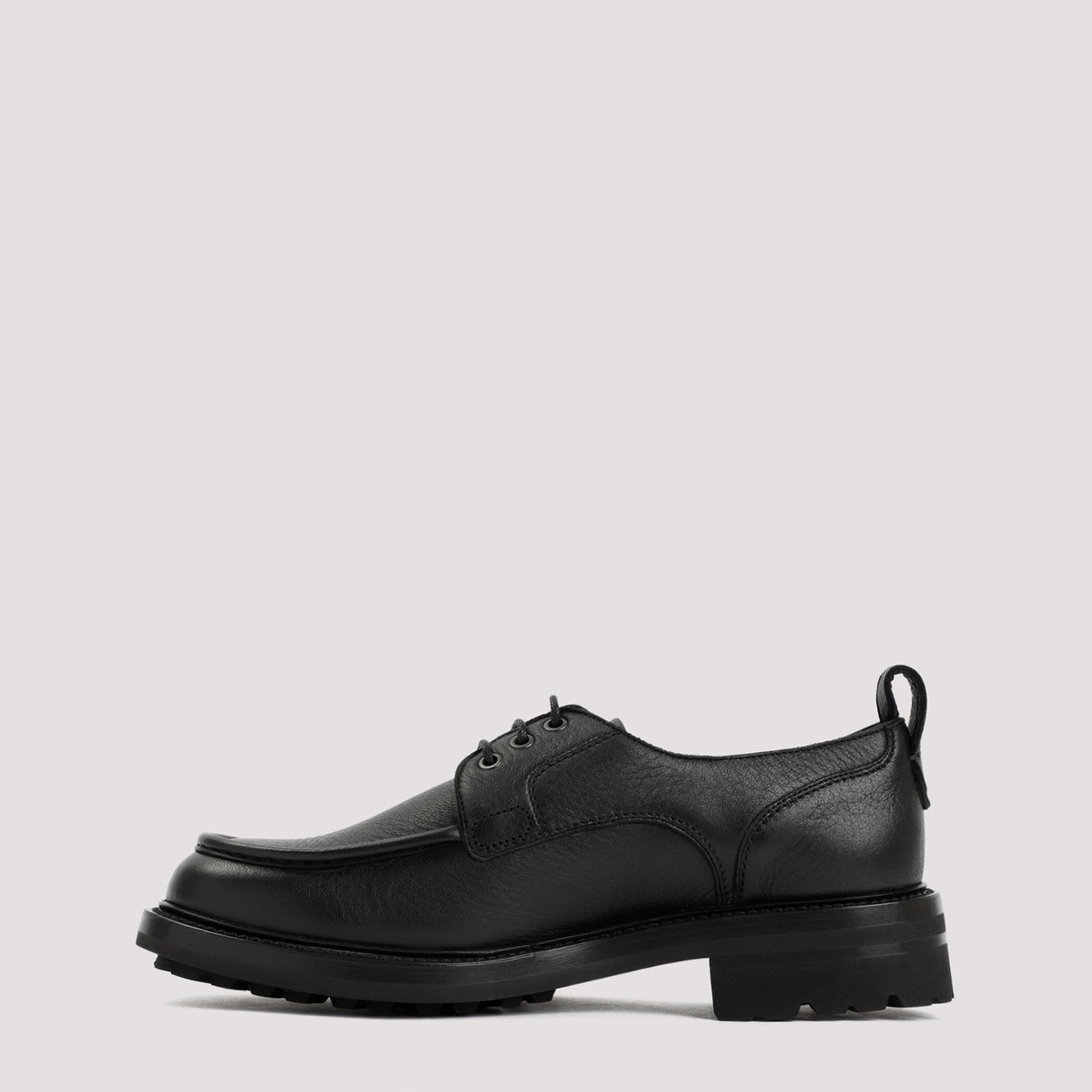 BRIONI Men's 100% Grained Leather Black Derby Shoes