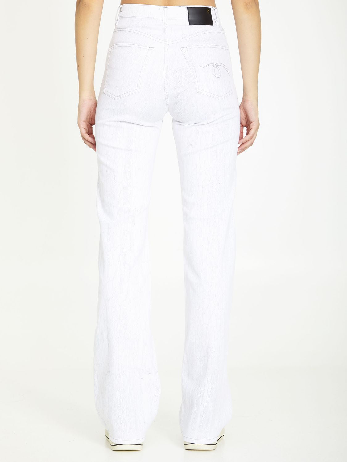 R13 Light-Blue Flared Jeans for Women with Delavé Effect