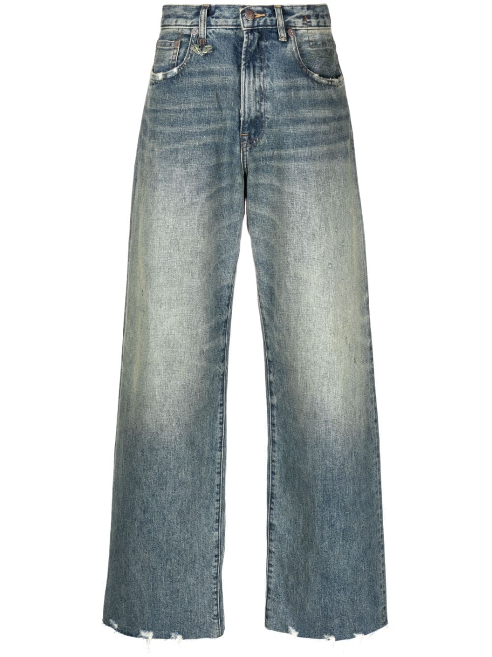 R13 High-Rise Wide-Leg Distressed Jeans