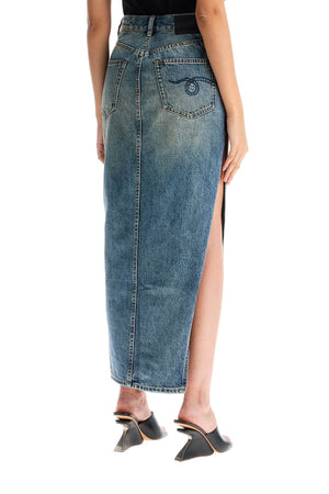 R13 Vintage-Inspired Denim Pencil Skirt with Side Slit (Size 26)