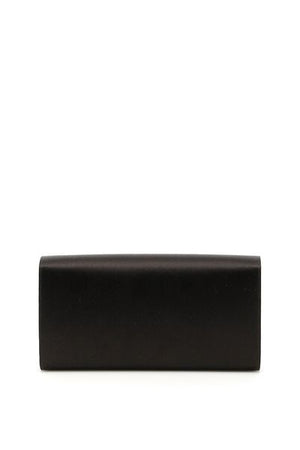 ROGER VIVIER Mini Satin Clutch Handbag with Crystal Buckle and Metal Chain