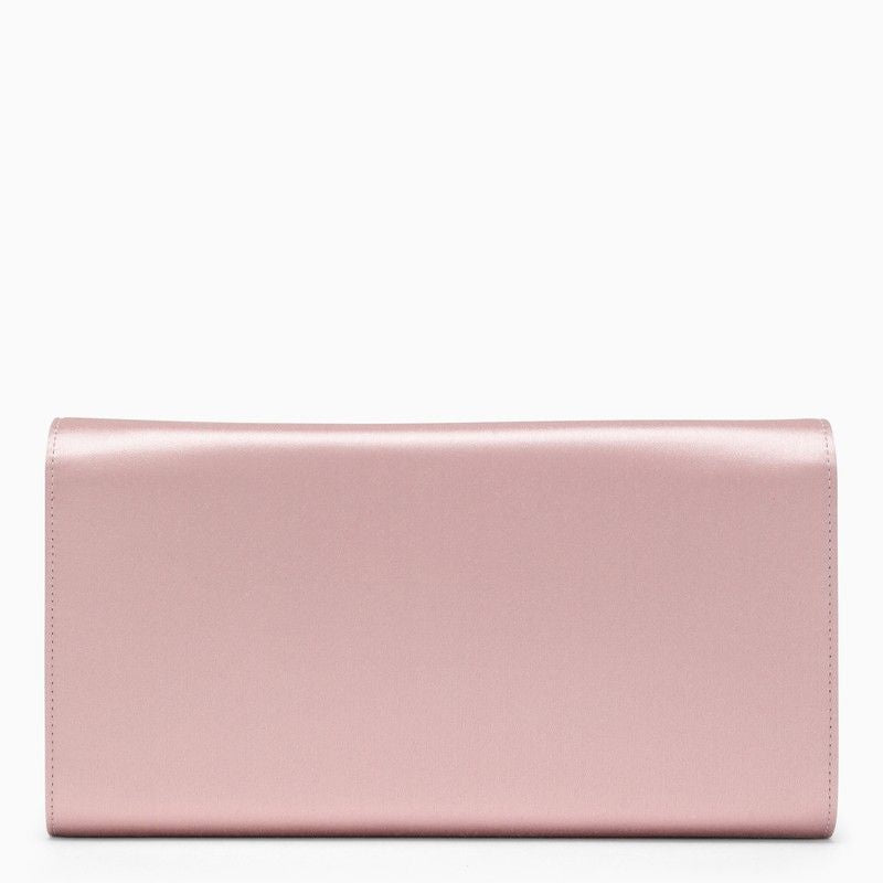 ROGER VIVIER Mini Satin Clutch Handbag with Crystal Buckle and Metal Chain