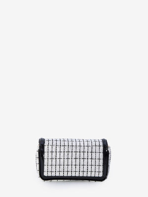 ROGER VIVIER Elegant Two-Tone Mini Clutch with Strass Buckle - 7x4x2.5 Inches