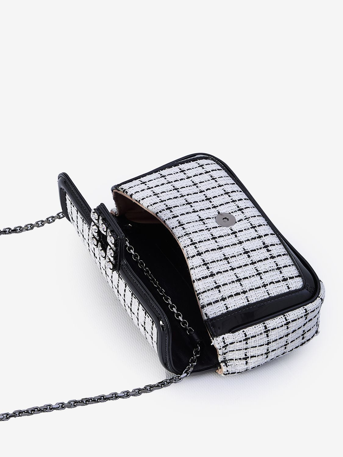 ROGER VIVIER Elegant Two-Tone Mini Clutch with Strass Buckle - 7x4x2.5 Inches