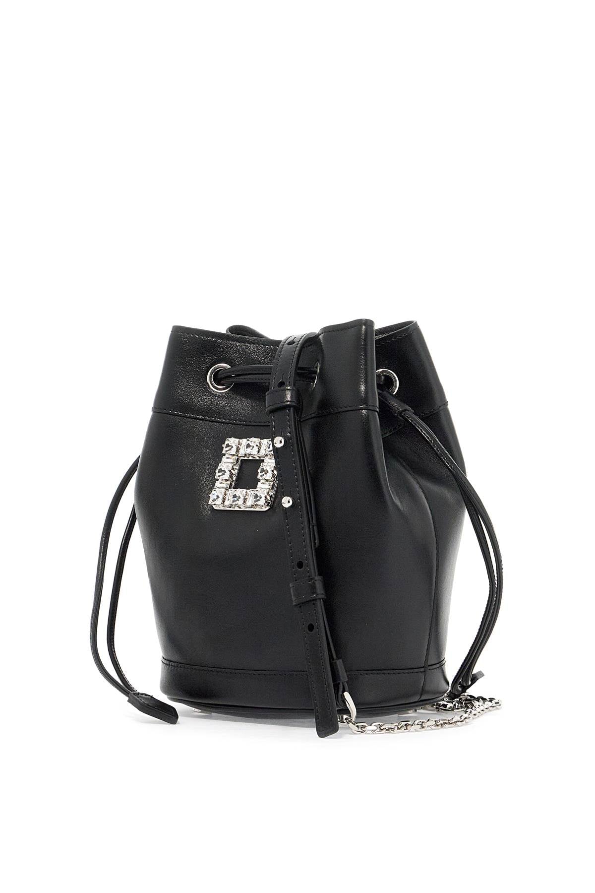 ROGER VIVIER Mini Leather Bucket Bag with Crystal Buckle