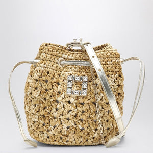 ROGER VIVIER Chic Beige Crochet Mini Bucket Handbag