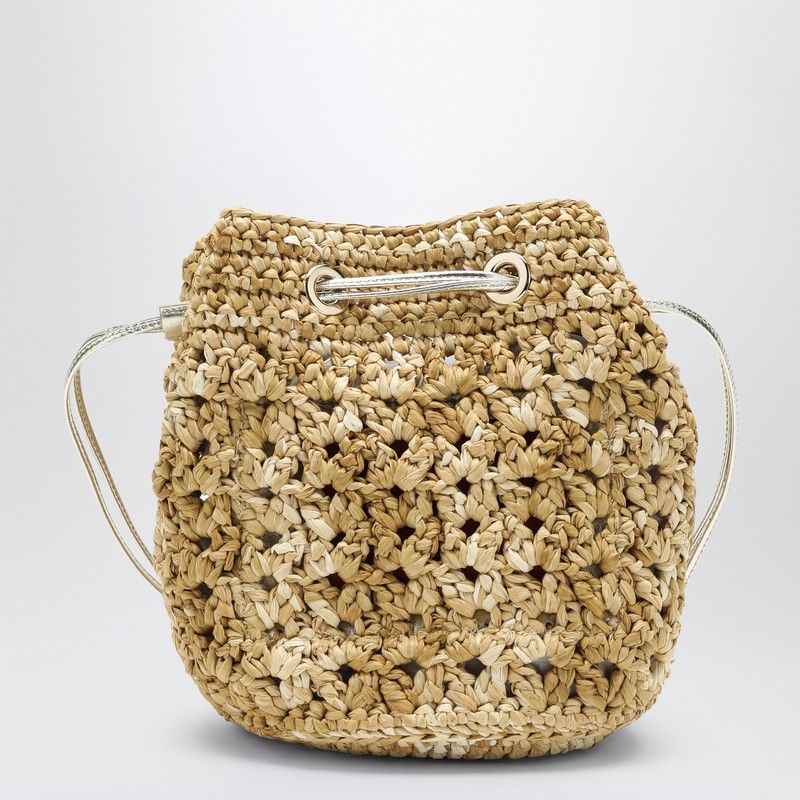 ROGER VIVIER Chic Beige Crochet Mini Bucket Handbag