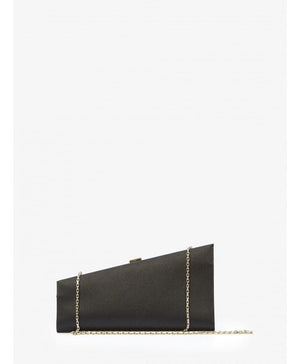 ROGER VIVIER Asymmetrical Strass Buckle Clutch in Black Satin - FW23 Collection