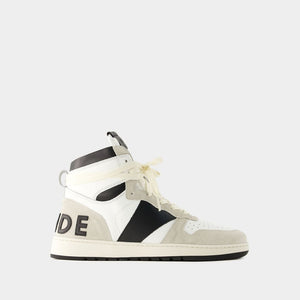 RHUDE Men's White Leather Sneakers for SS24