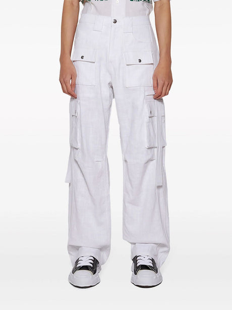 RHUDE White Linen Cargo Pants for Men - SS24 Collection