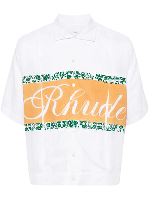 RHUDE Ivory Linen Logo-Print Shirt for Men