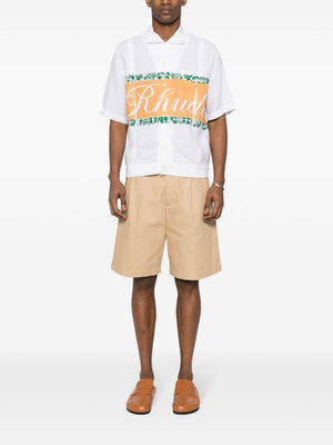 RHUDE Men's White Linen Cuban Shirt for SS24 Season