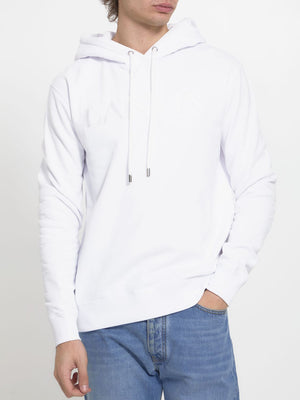 LANVIN White Cotton Hoodie with Embroidered Logo for Men